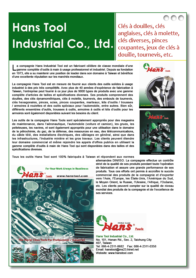 HansTools France- Le bon choix pour votre outillage