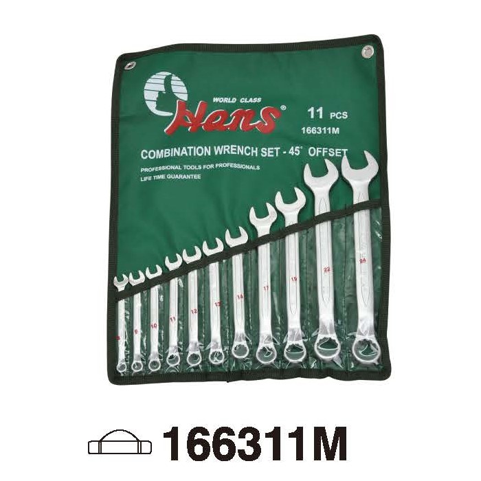 45° Combination Wrench Set- 1163M/A- 45° Combination Wrench- German Style