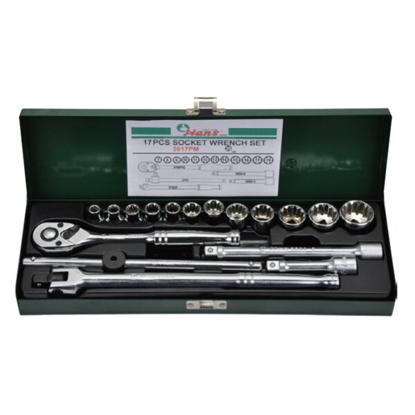 3617PM- Socket Wrench Set- 3/8" Drive- 17 Pcs