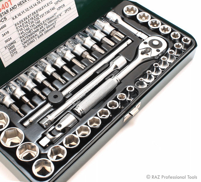 3640TP- Socket Wrench Set- 3/8" Drive- 40 Pcs