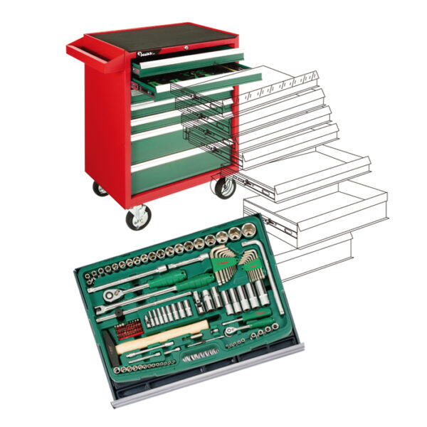 TK-158V- Tool Kit 158 PCs-Socket & Combination Wrench Set - 1/4", 1/2" Drive