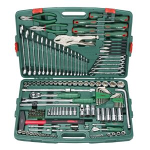 TK-158VF- Tool Kit 158 PCs (Socket & Combination Wrench Set)- 1/4", 1/2" Drive