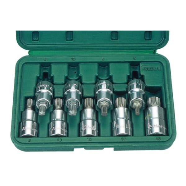 46028-9- XZN and Ribe Bit Socket Set- 1/2" Drive- 9 Pcs